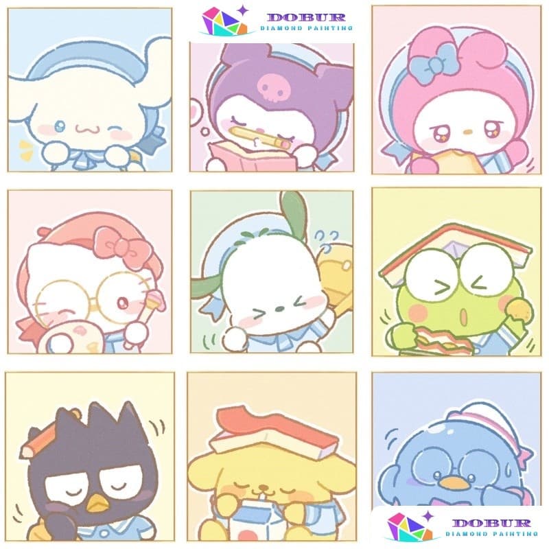 DOBUR | Pintura Com Diamantes DIY Cute Sanrio 5D Full Diamond Painting , HelloKitty Adequada Para Adultos E Crianças Dec