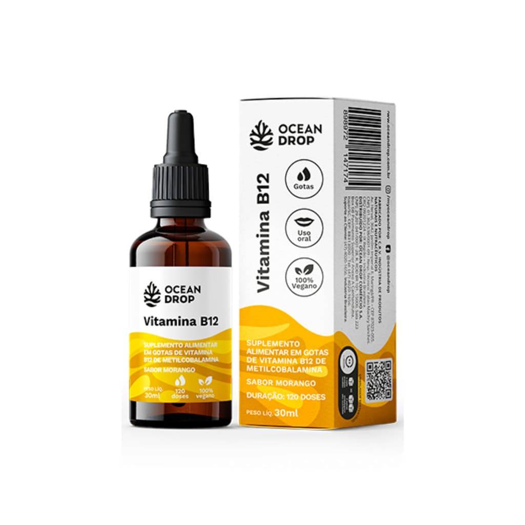 VITAMINA B12 Metilcobalamina (Gotas) - Alto teor de vitamina B12 - 20ml - OCEAN DROP