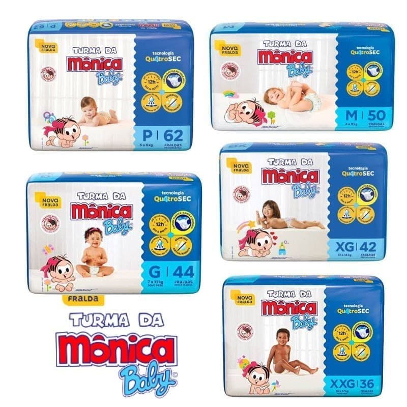 TURMA DA MÔNICA - Fralda Mega -  Escolha o Tamanho