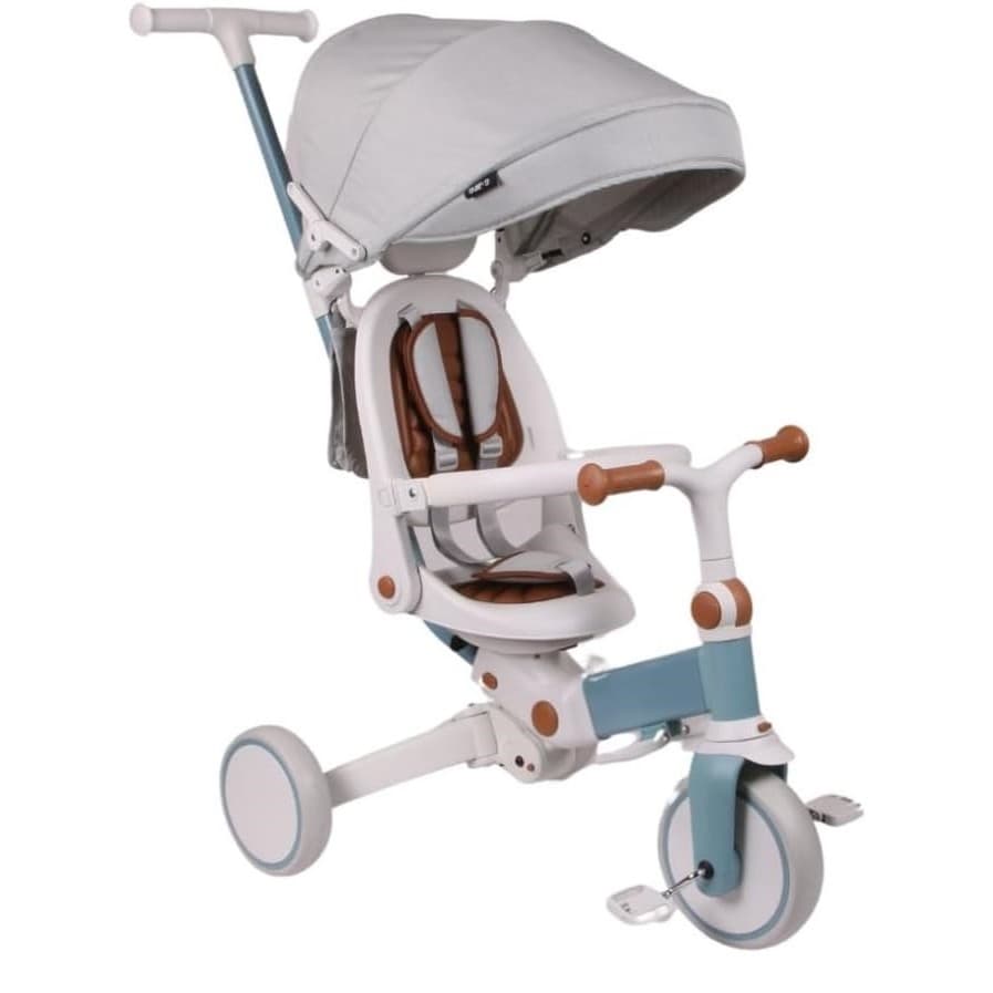 Triciclo Infantil Multifuncional E-lite Trike 5 em 1 Off White e Azul - Premium Baby