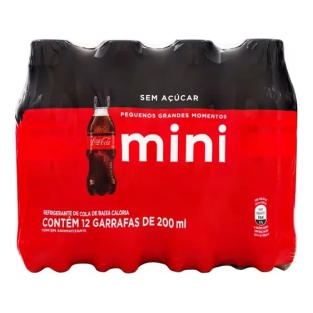Refrigerante Coca Cola Zero Sem Acucar Pet 200ml 12 Unidades