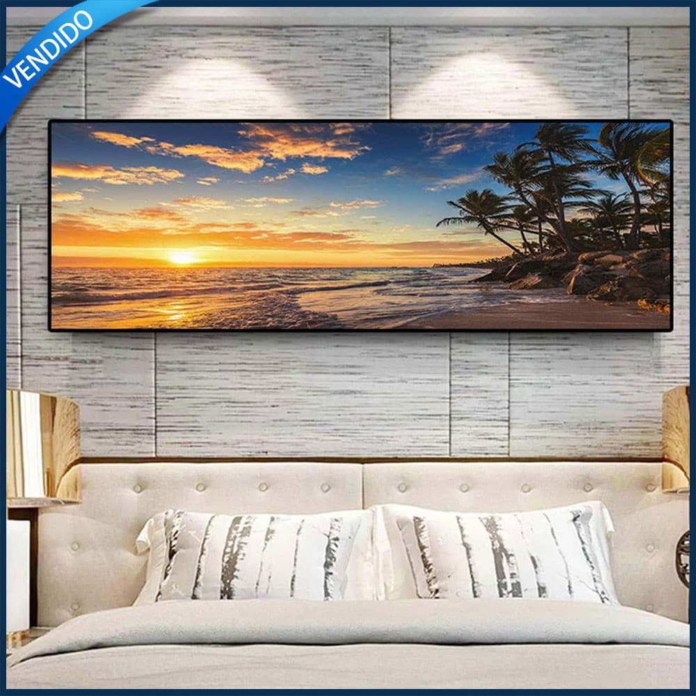 Conjunto de pintura de diamantes 5D Praia e pôr do sol Pintura de diamantes DIY 120x40cm