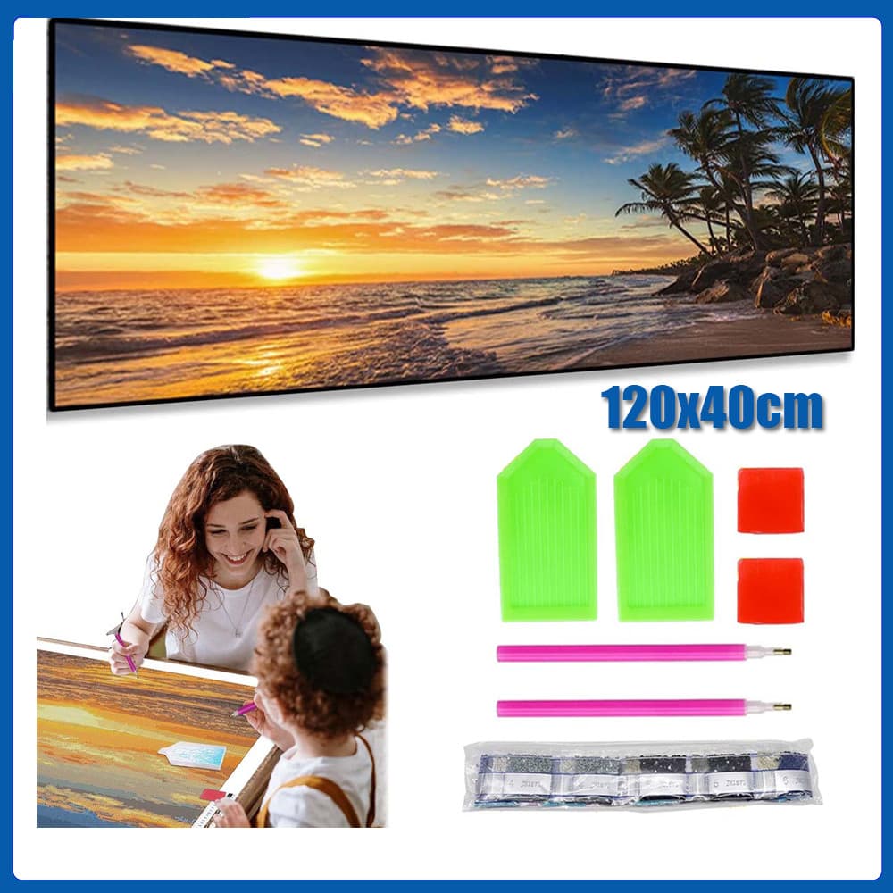 Pintura Diamante 5D Pintura de Diamante Conjunto De Pintura Com Diamante Para Adultospôr do sol 120x40cm