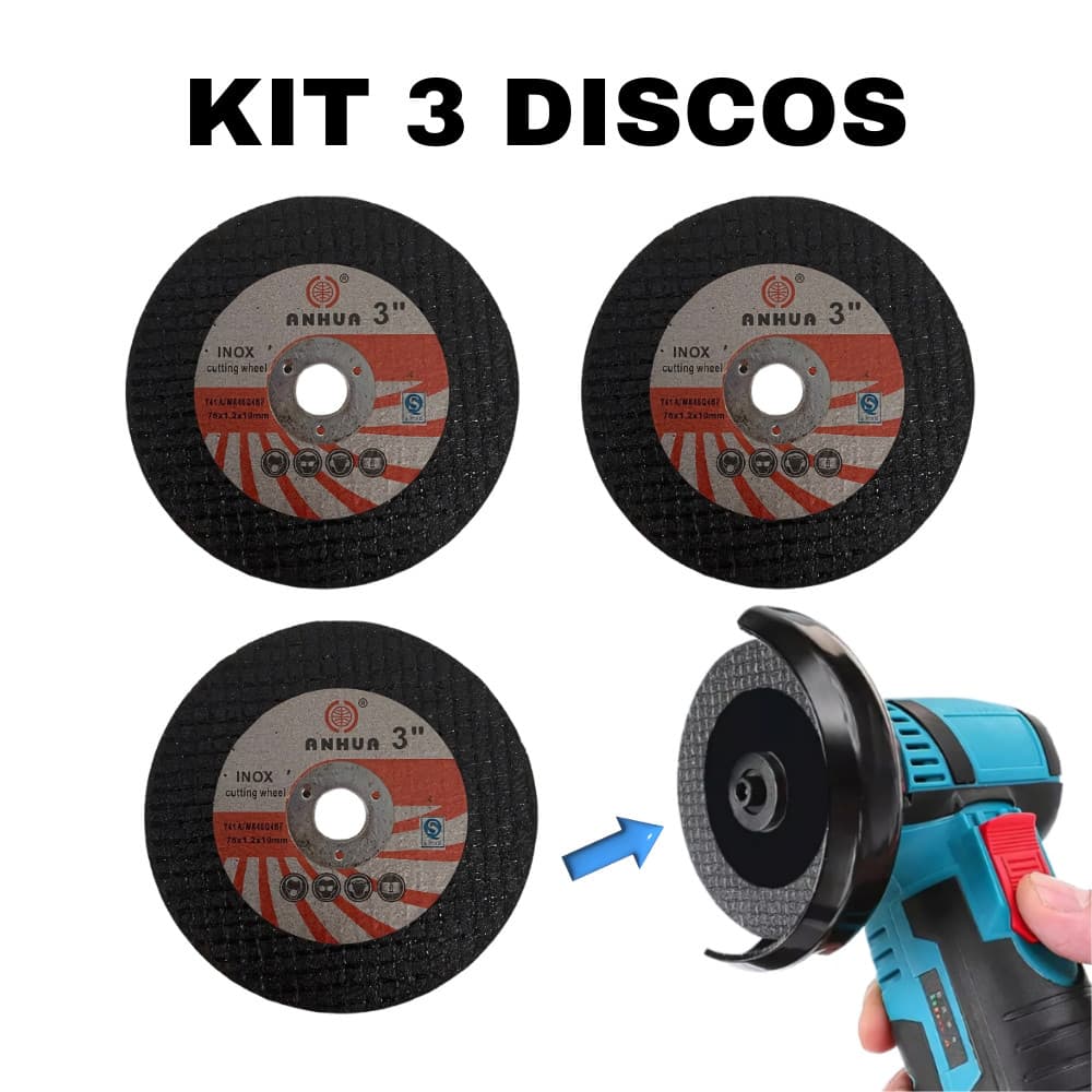 Kit 3 Discos De Corte De Resina Circular Lixa Esmerilhadeira PowerGrip 76mm