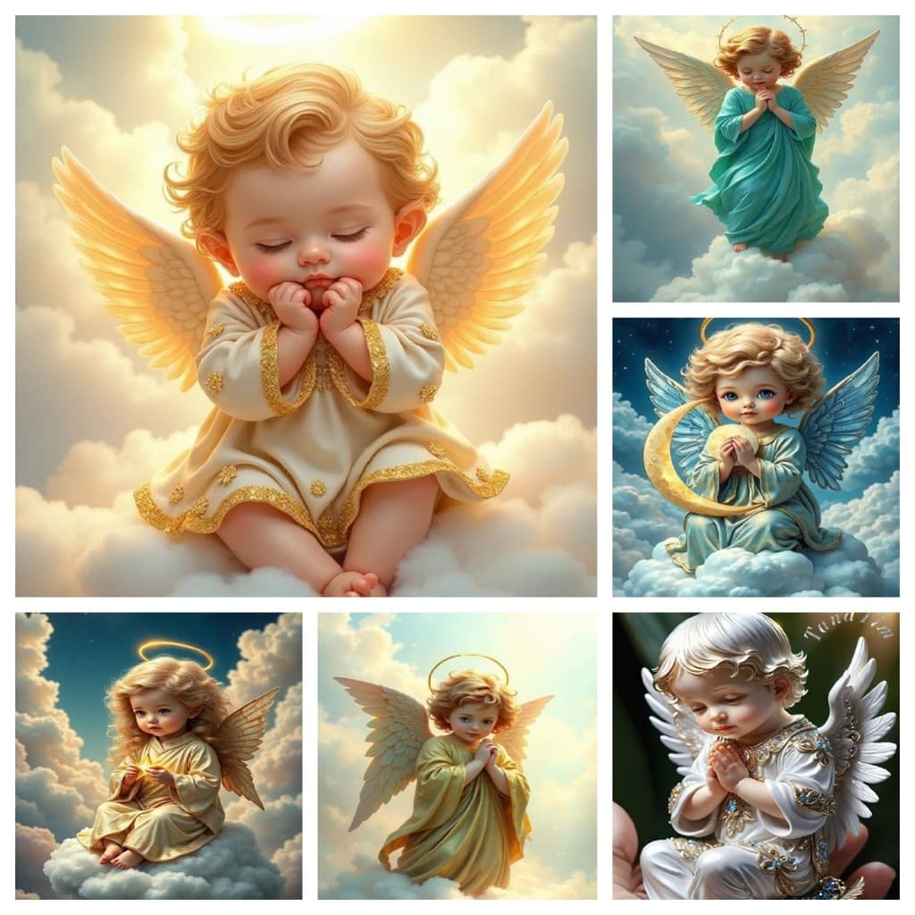 Um Conjunto De Kit De Pintura De Diamante Com Padrão De Anjo Pequeno Fofo , 5D DIY , Em Tela De Mosaico , Artesanato Par