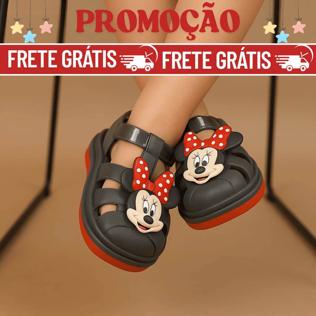 Calçado Infantil Minnie Babuche Antiderrapante Confortável