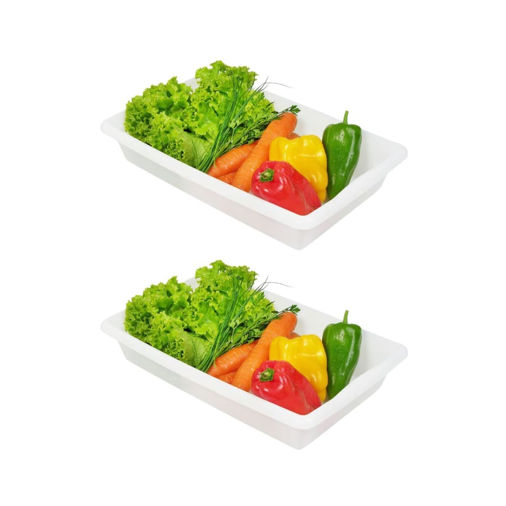 Kit 2 Bandeja Retangular Multiuso De Plástico Branco 2,2l Resistente Bancada Cozinha