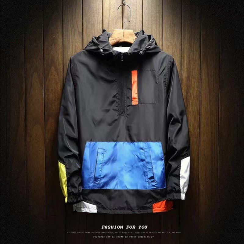 Estilo Coreano 2025 Nova Jaqueta de Primavera Masculina com Capuz, Jaqueta de Beisebol Masculina com Bloco de Cores, Ten