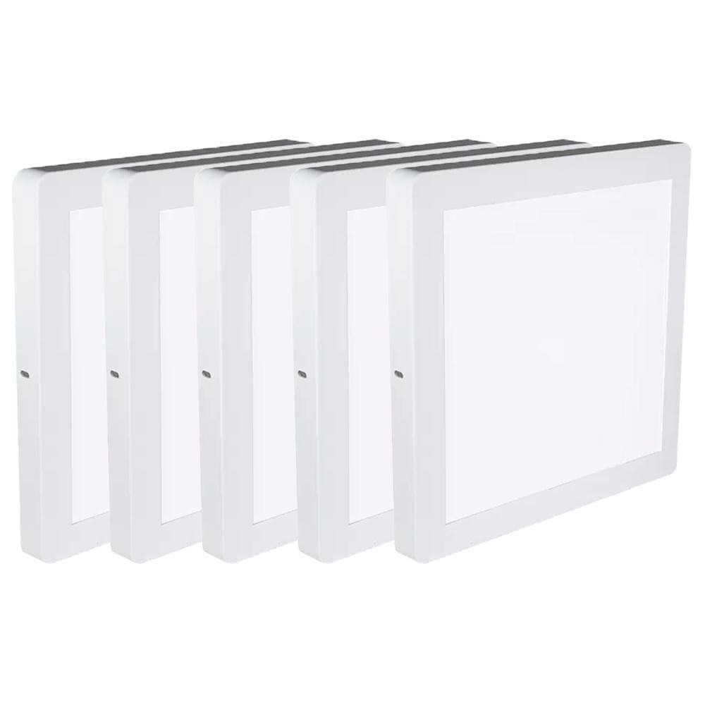 Kit Luminária Plafon LED Quadrado de Sobrepor 18W - 6500K Com 5 Unidades (520,0014) - Noll LED