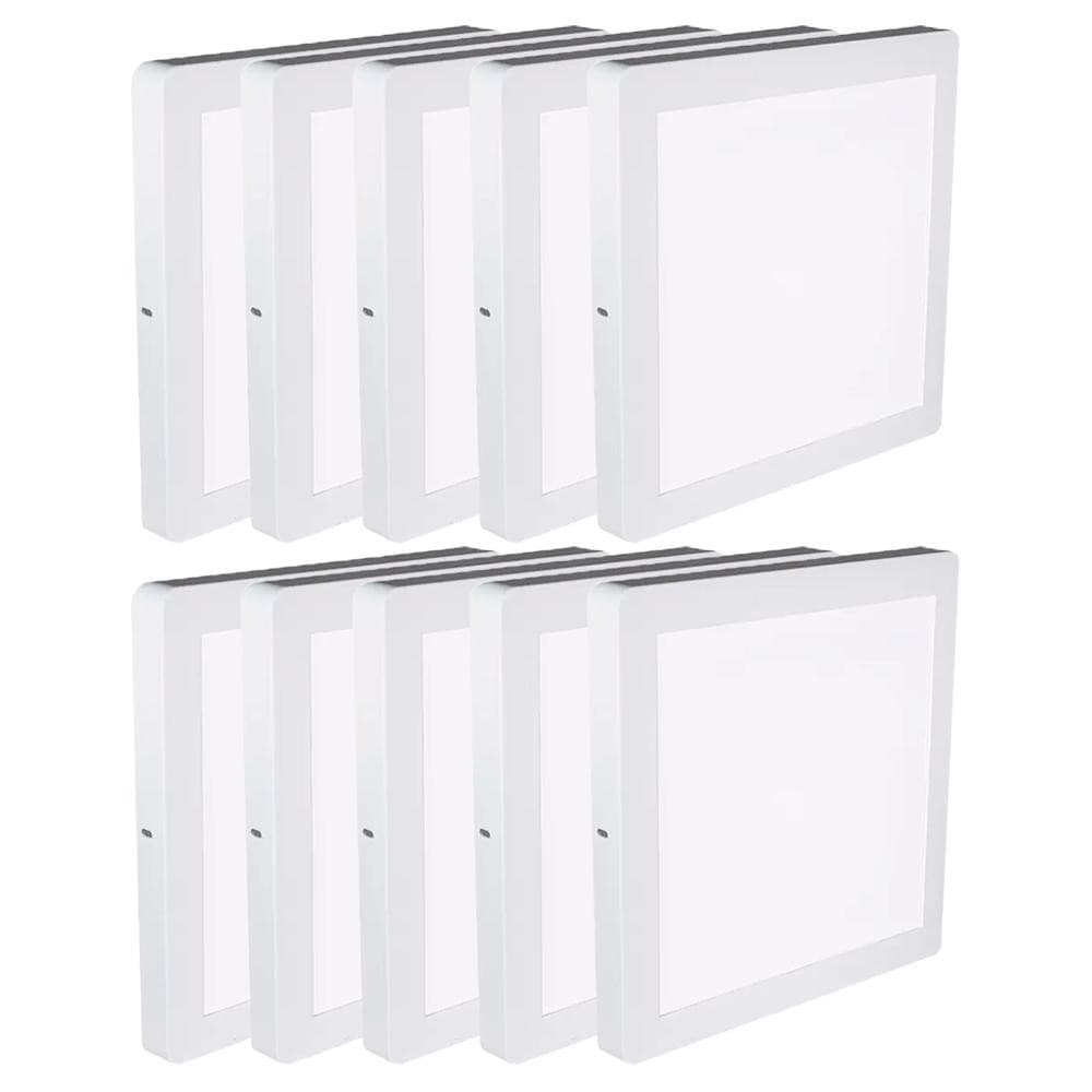Kit Luminária Plafon LED Quadrado de Sobrepor 18W - 6500K Com 10 Unidades (520,0014) - Noll LED