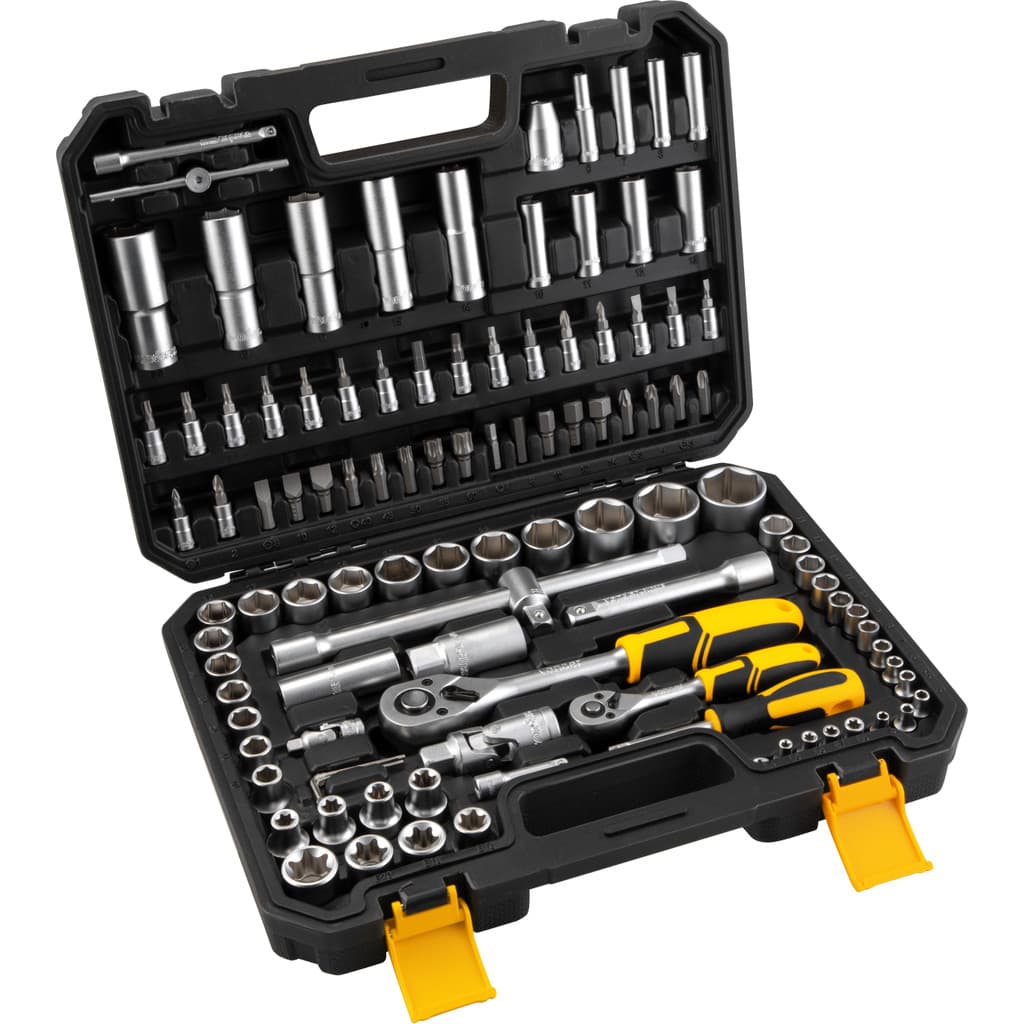Jogo De Soquetes E Ponteiras Vonder 108 Peças 1/4" E 1/2" Com Catraca Kit Completo