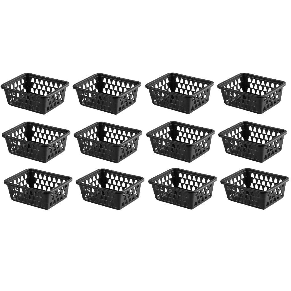 Kit c/ 8  Cestos Organizador Multiuso Lavanderia Banheiro quarto Preto Branco Transparente 16x12x6cm