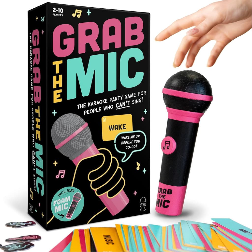 Grab the Mic game , Family Karaokê-Bad Singer Board Com 250 Letras (125 Cartas) Adiciona Diversão Às Noites De Jogos Hil