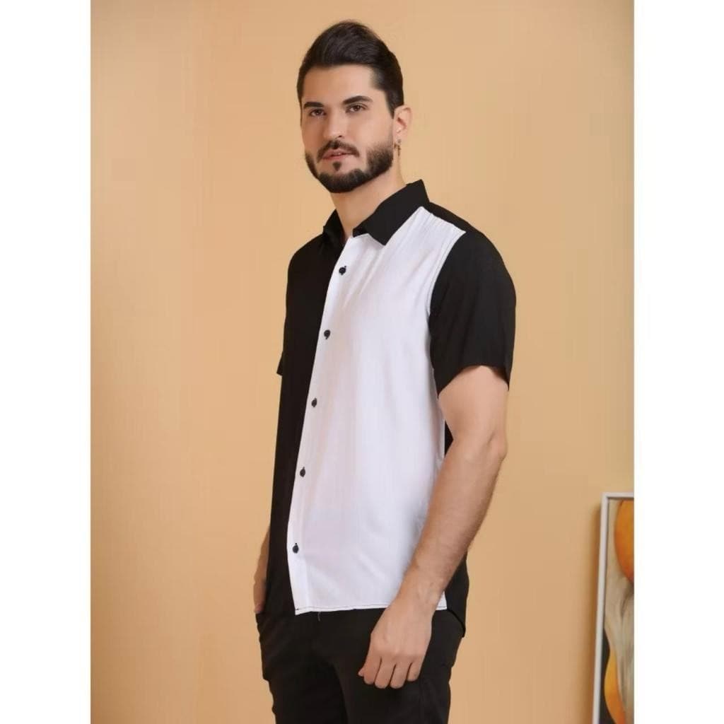 Camisa Social Masculina Manga Curta Casual Slim Fit Luxo