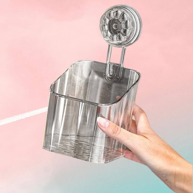 Suporte Organizador Acrílico Multiuso Banheiro, Cozinha Com Adesivo e Furos P/ Saída de Agua