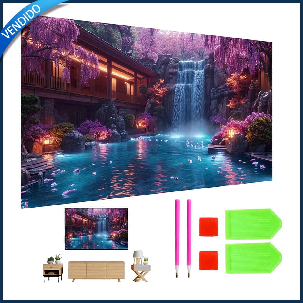Conjunto de pintura de diamante 5D Pintura de arte de diamante em cascata grande 70x40cm