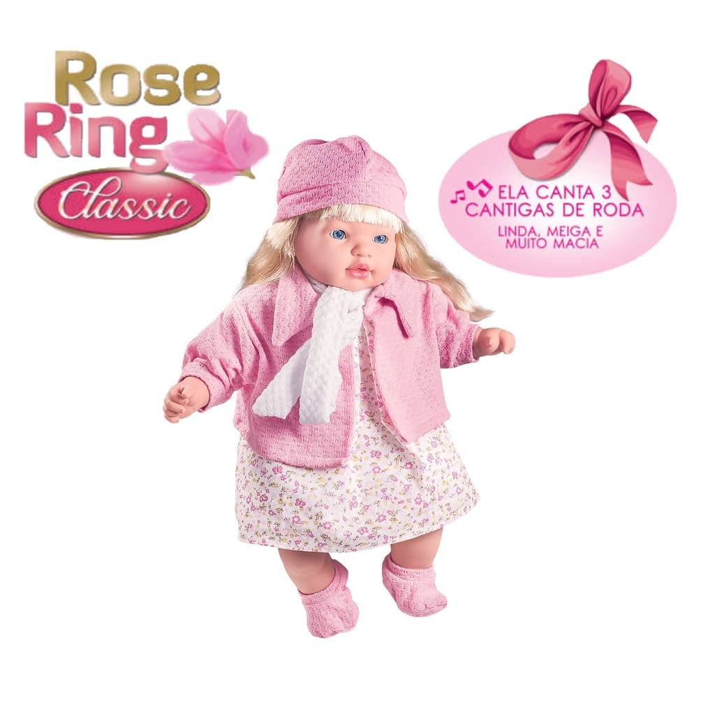 Kit Boneca Bebê Classic Rose Menina + Cadeira de Alimentação