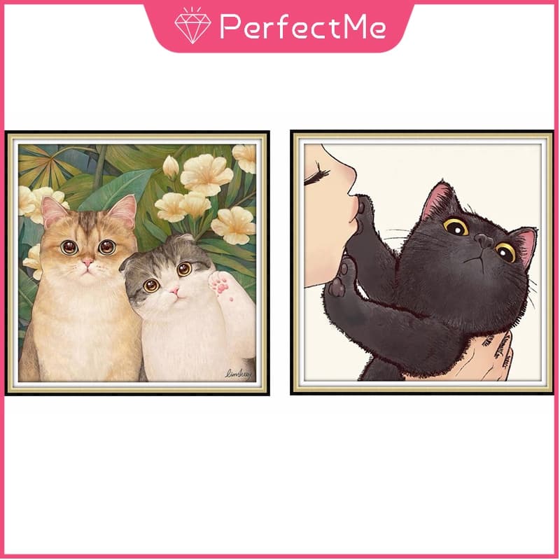 [PM] Gato Fofo 5D Diamante Arte Pintura Faça Você Mesmo Presente De Aniversário Feito À Mão Decorações Perfeitas Para Ca