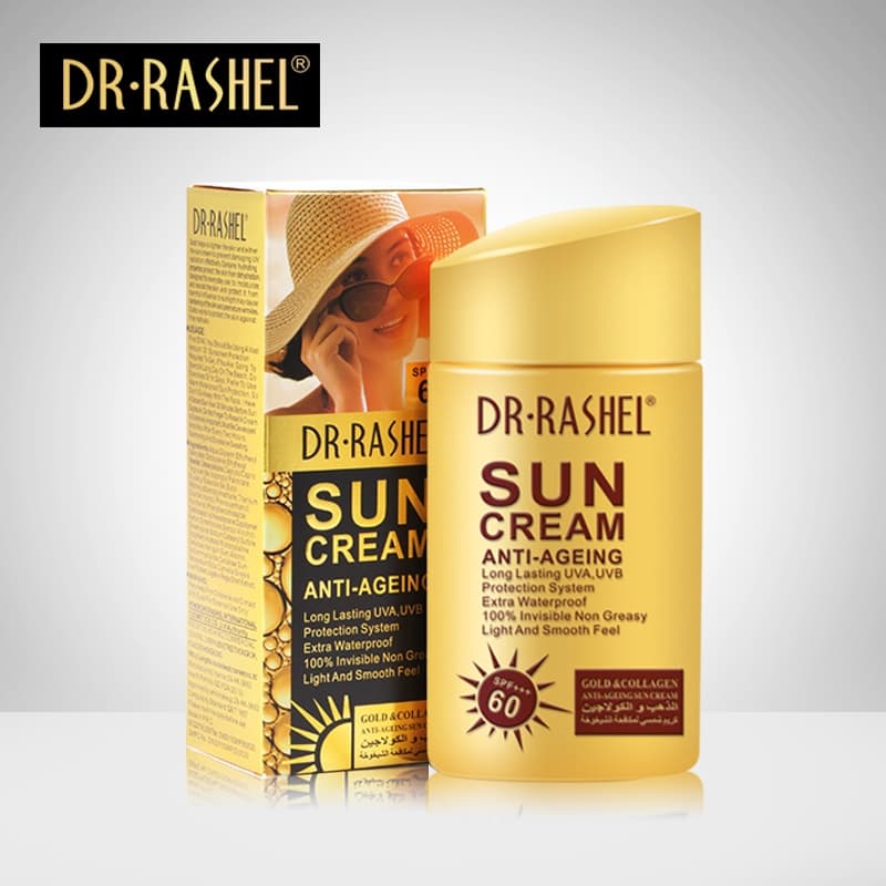 Protetor Solar Facial  spf60 anti-idade Anti-Envelhecimento Gold Colágeno Dr.rahel - 80g