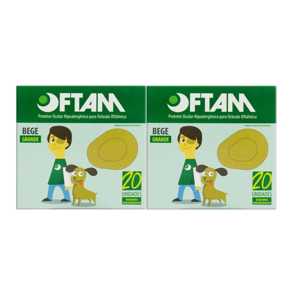 Kit 2 Oftam Protetores Ocular Grande Bege cx C/20 Unidades