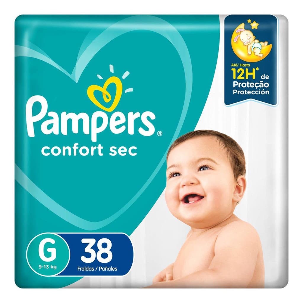 Fralda Pampers Confort Sec Mega Tamanho G com 38 Tiras