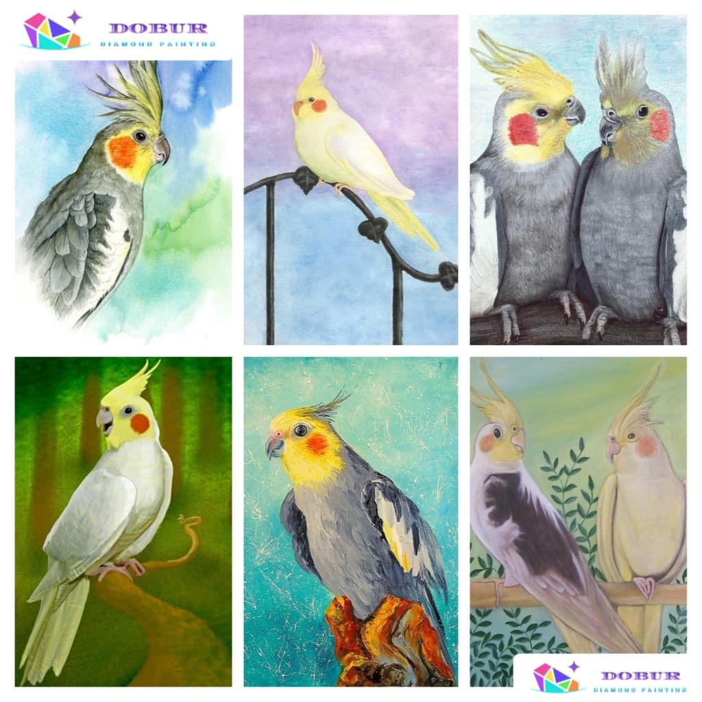 DOBUR | Pintura Diamante Kits De Pintura Com Diamante Lutino Cockatiel Parrot 5D DIY Para Decoração Pintura Diamante