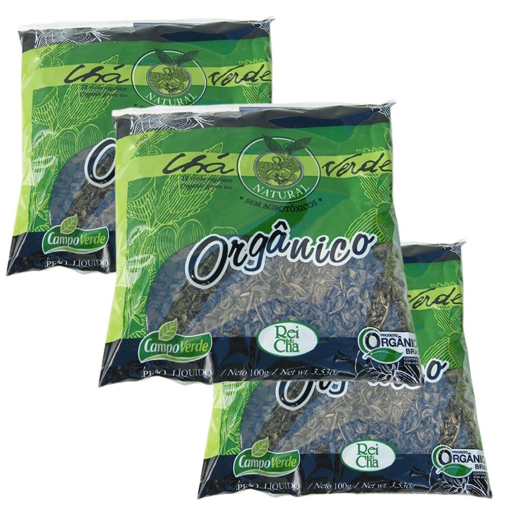 Kit 3 Chá Verde Orgânico das Folhas Campo Verde 100 gr cada