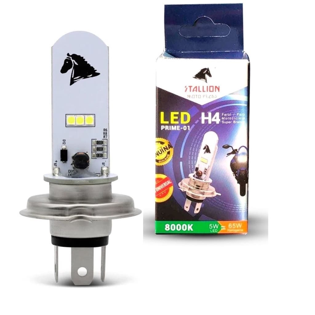 Lâmpada Farol Led H4 Moto / Carro 8000k Super Branca