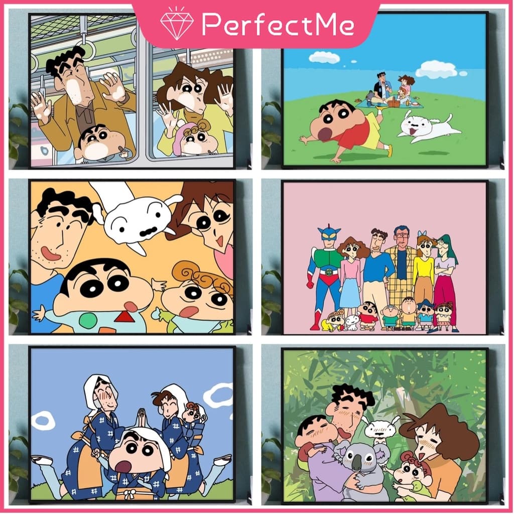 Pmcrayon Shin-chan 5D Pintura Diamante Ponto Cruz Conjunto Completo De Diamantes Acrílico Redondo Para Decoração De Casa