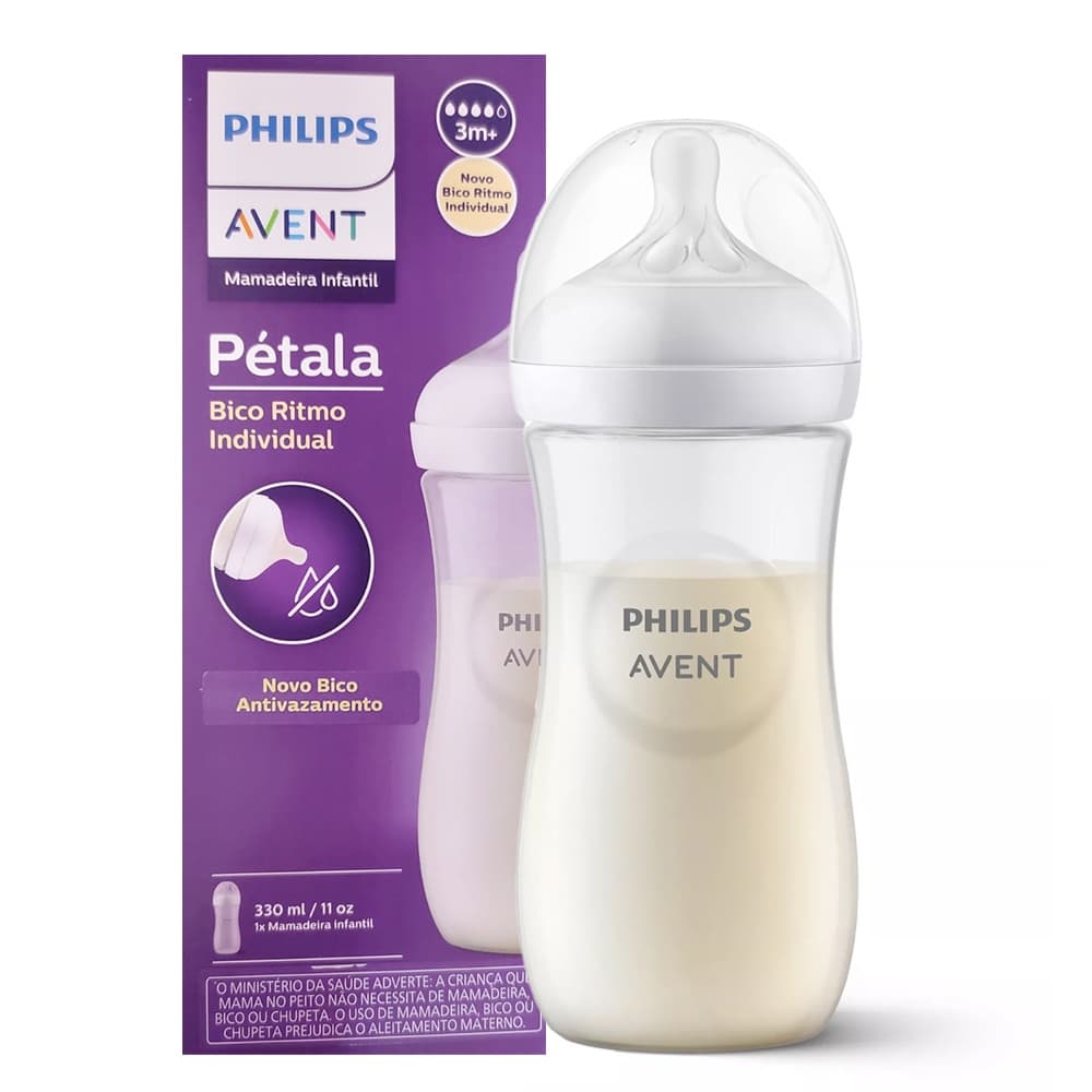 Mamadeira Avent Pétala 3.0 Transparente Bebê 330ml - Philips