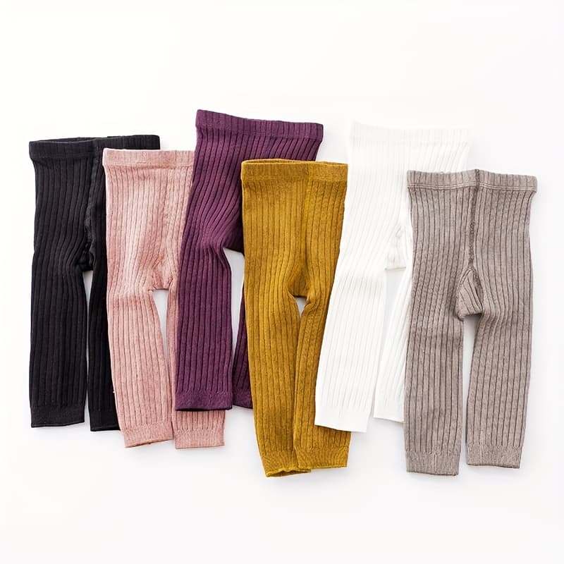 Leggings Infantis De Malha Canelada De Algodão Elástico Grande PP Sem Pés Calças Macias E Confortáveis Para Bebês Menina