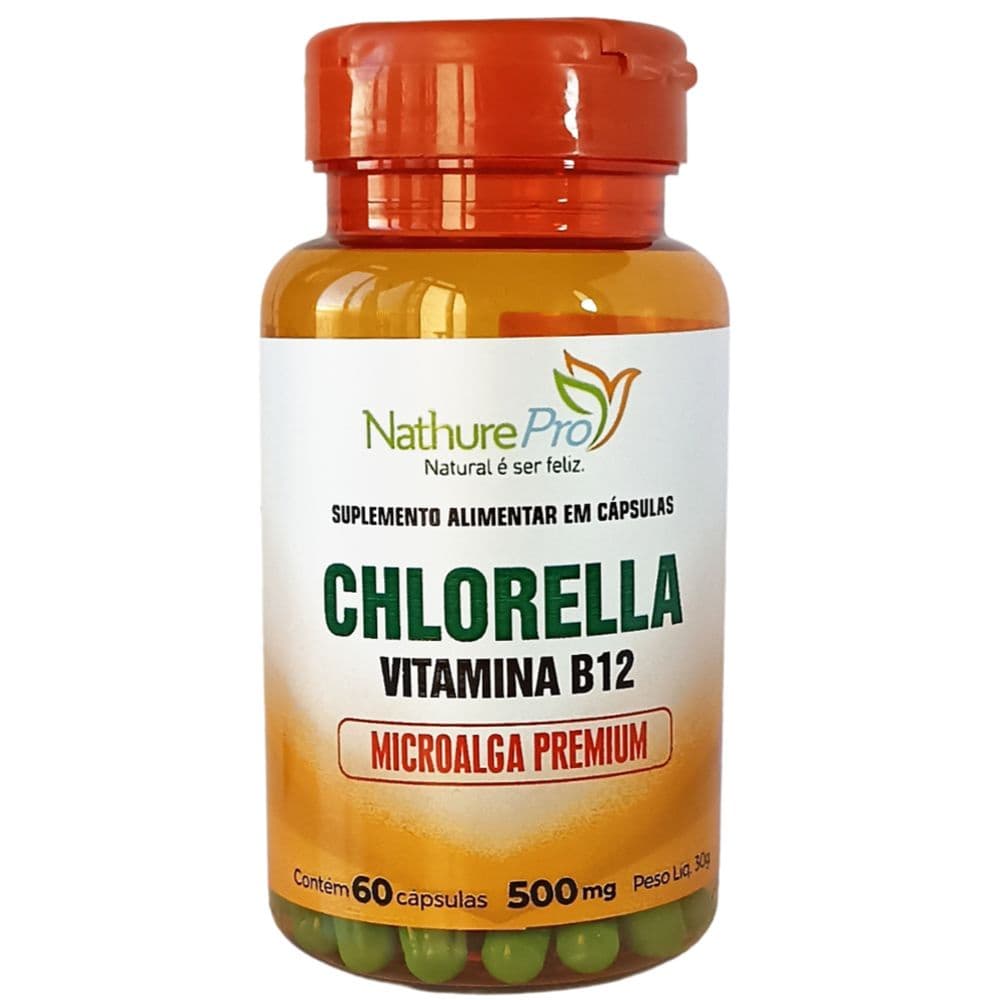 Suplemento Alimentar - Chlorella Vitamina B12 Microalga Premium 60 Cápsulas 500mg - Matéria prima importada!