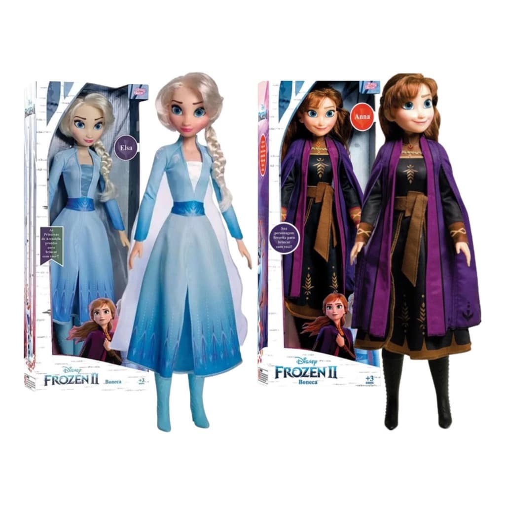 Kit Bonecas Anna E Elsa Frozen Articulada Original Novabrink