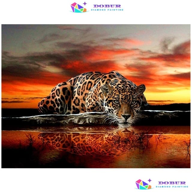 DOBUR | Pintura Diamante 5D Pintura de Diamante 5D Diy Diamante Pintura Leopardo Animal Padrão Redondo Miçangas Estampas