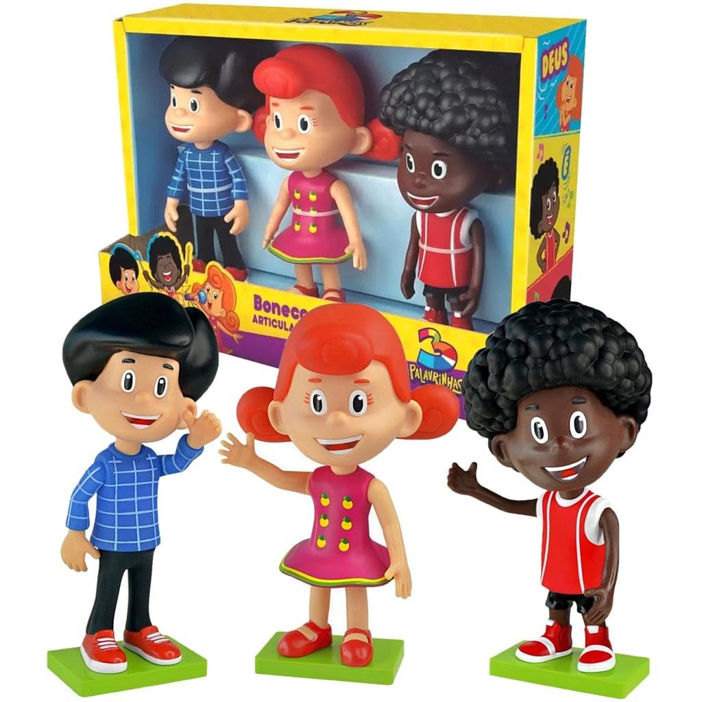 Kit 3 Bonecos 3 Tres Palavrinhas Vinil Miguel Davi Sarah Colecao Familia Articulados Lider Brinquedos
