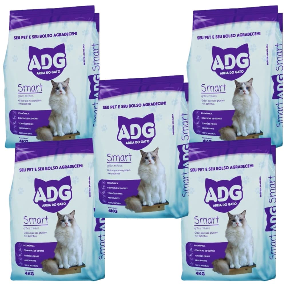 Areia Sanitária Gato Areia Para Gato Com Controle De Odor 4kg Pacote C/ 5 Unidades