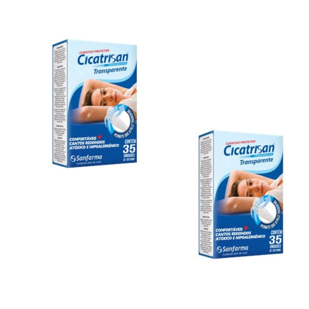 Curativos Antisséptico Flexível Adesivo 35 Unidades Transparente Cicatrisan Kit Com 2 Caixas