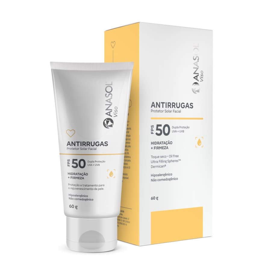 Protetor Solar Facial Antirrugas Anasol Viso FPS 50 HIDRATAÇÃO + FIRMEZA 60g