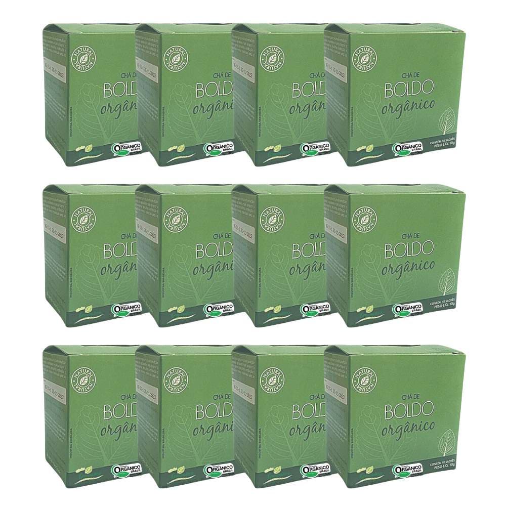 Kit 12 Chás Boldo do Chile Orgânico Folhas 10 sachês cada