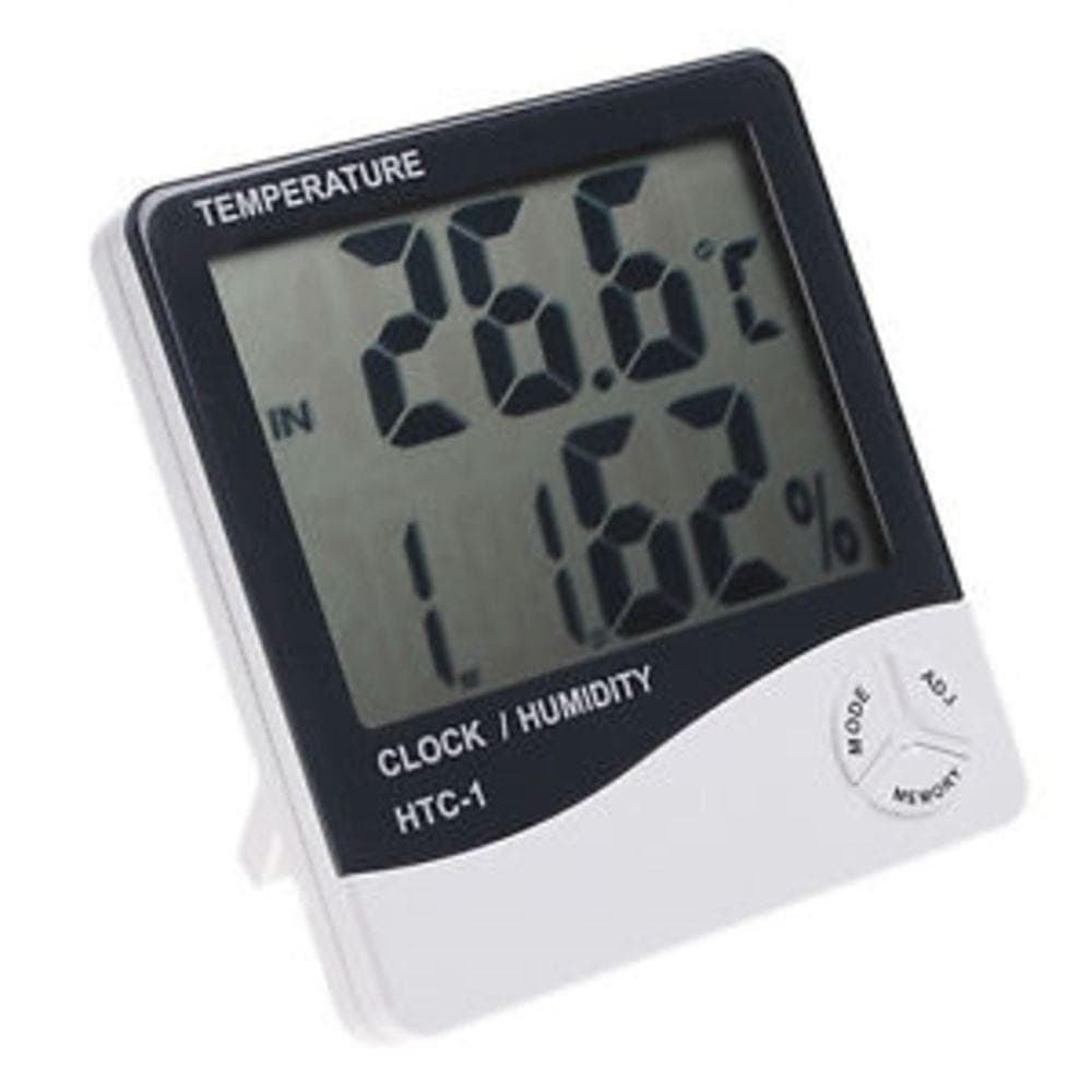 MEDIDOR DIGITAL UMIDADE TEMPERATURA RELOGIO TERMÔMETRO COM ALARME