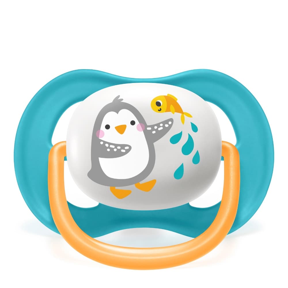 Chupeta silicone Avent Ultra Air pinguim decorada 6-18 meses menino menina *Promoção*