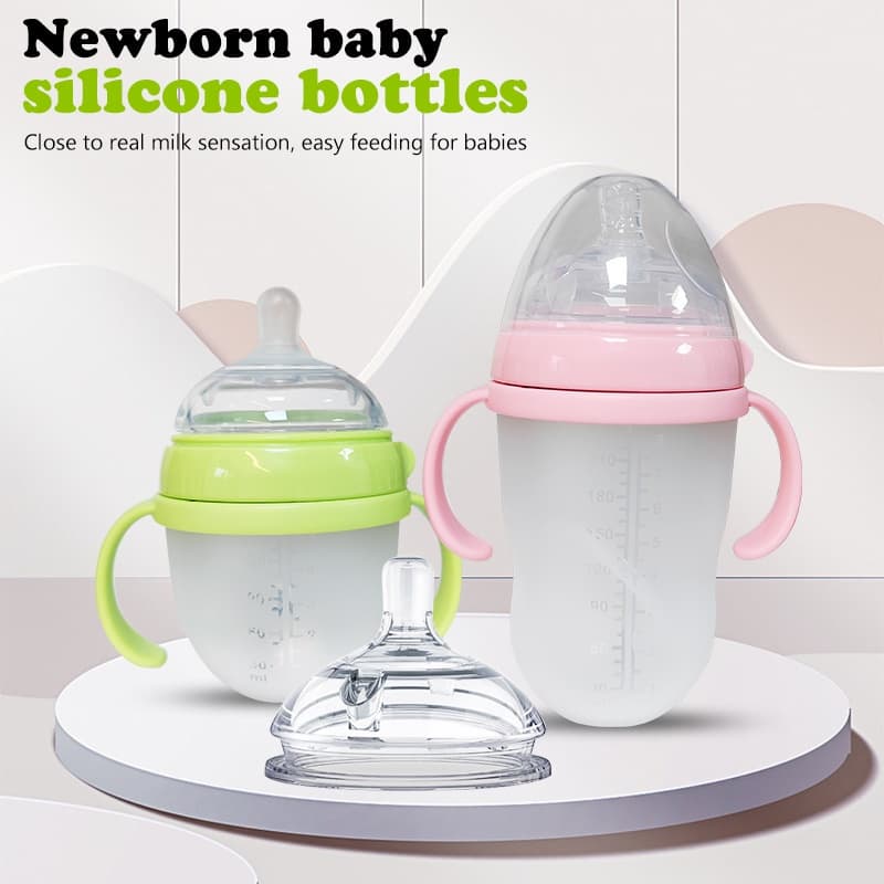 Garrafa de silicone para bebê 150ML250ML Garrafa de silicone de calibre amplo de 7 cm Anti-cólica Resistente a choques R