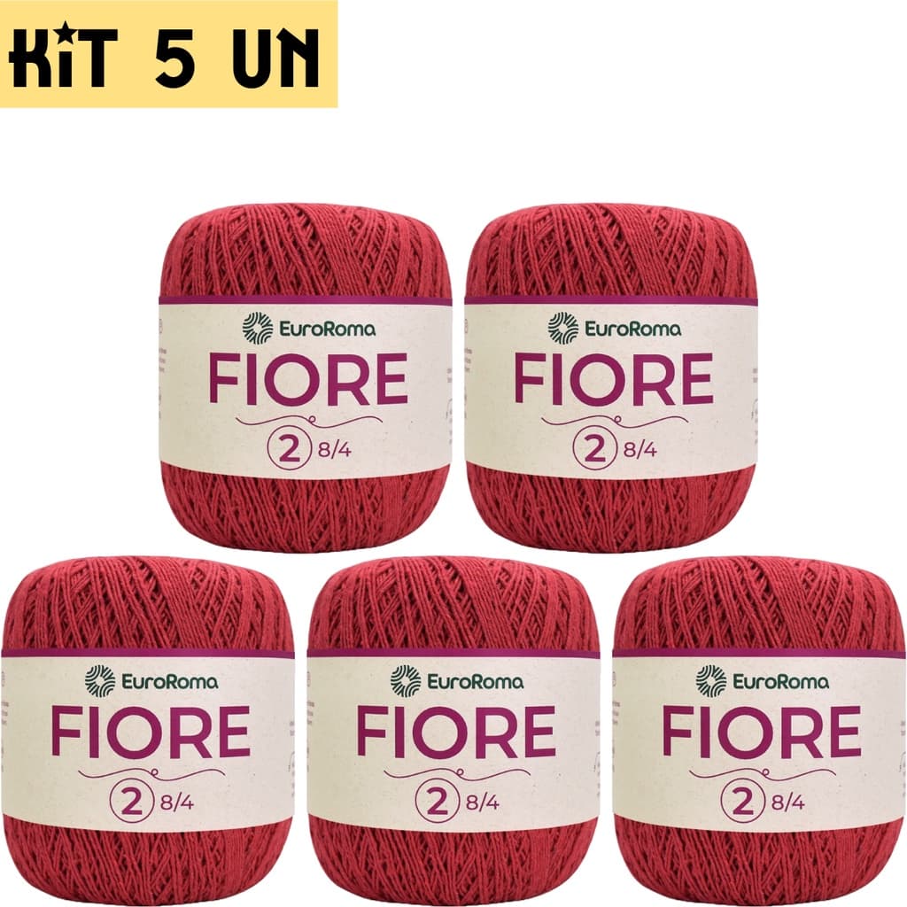 kit 5 Novelos Barbante Fiore N°2 Euroroma ESCOLHA AS CORES - Linha Fina Crochê Amigurumi Artesanato