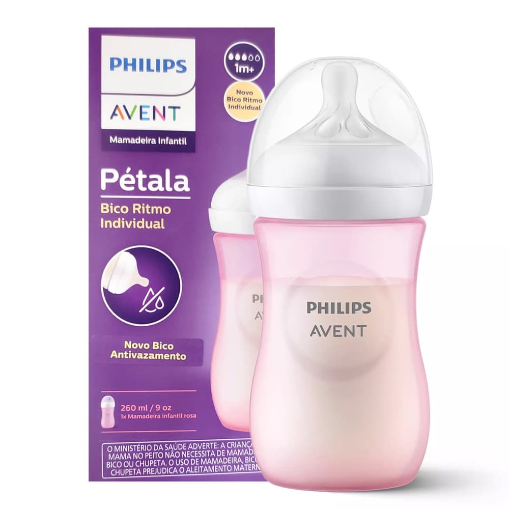 Mamadeira Pétala 3.0 Avent Rosa Bebê Menina 260ml - Philips