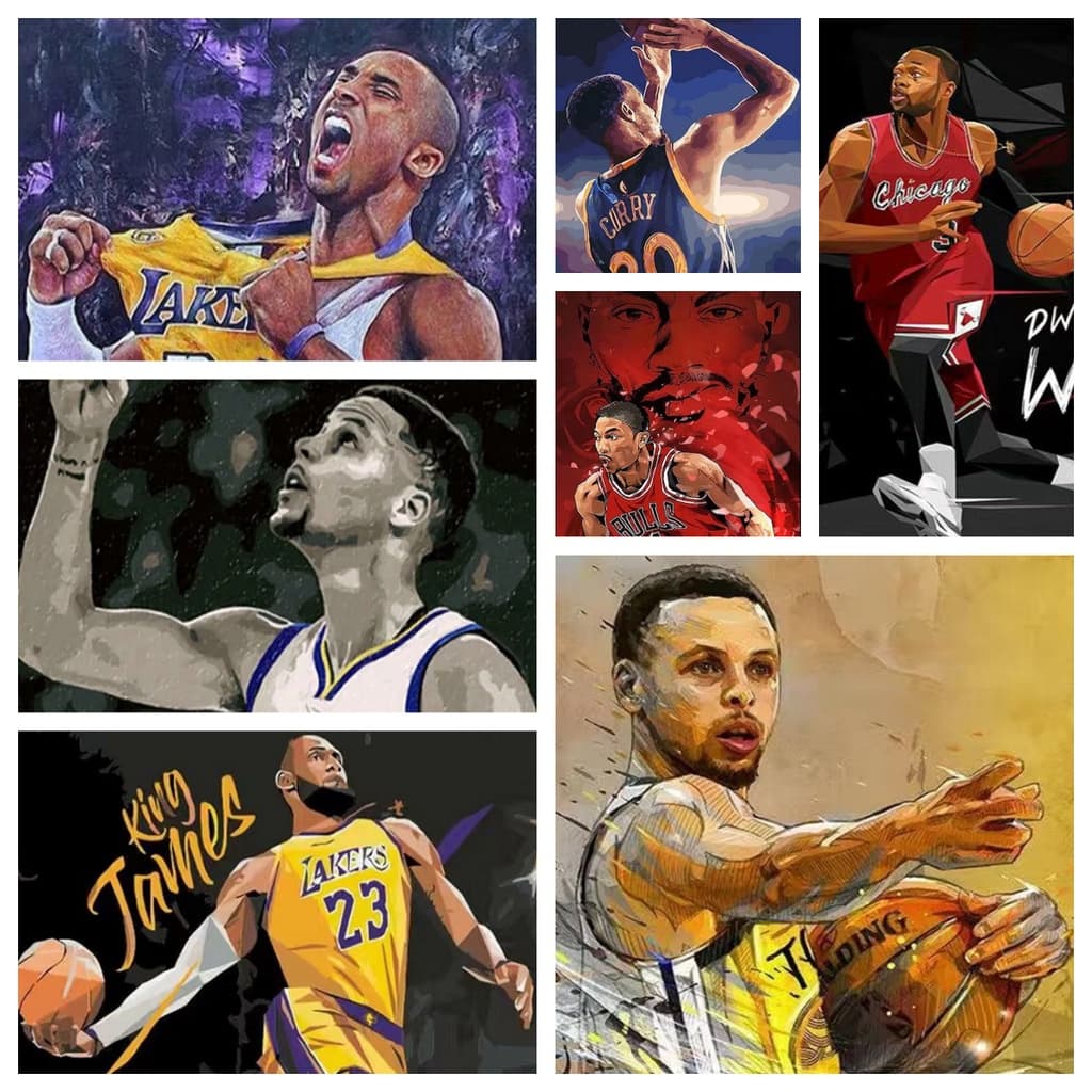 JC NBA Estrelas 5d Pintura Diamante Cheia De Diamantes Decalque Da Sala De Estar Ponto Cruz Quarto Jantar Bordado De Dec