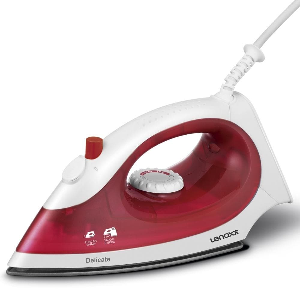 Ferro a Vapor Lenoxx Delicate PFF657 6 Temp. Branco/Vermelho