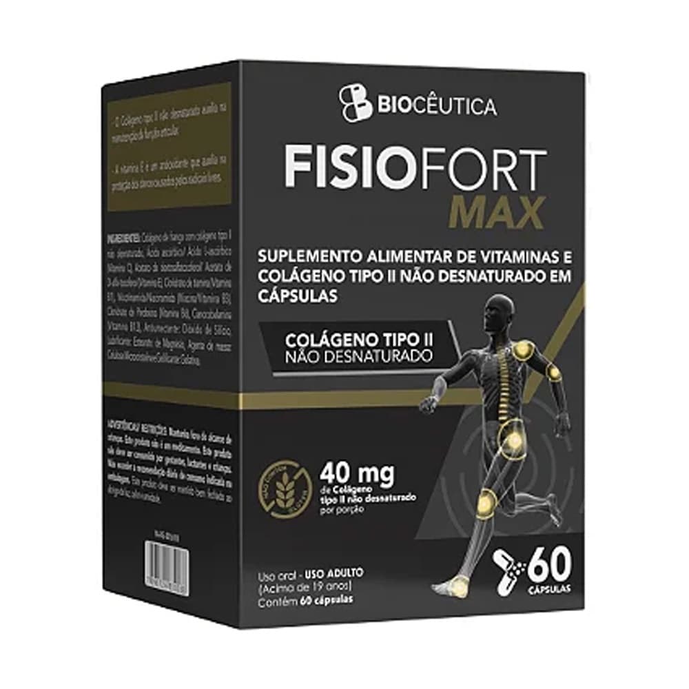 Fisiofort Max Vitamina B12 + Vitamina C + Colágeno tipo 2  - 60 Cápsulas