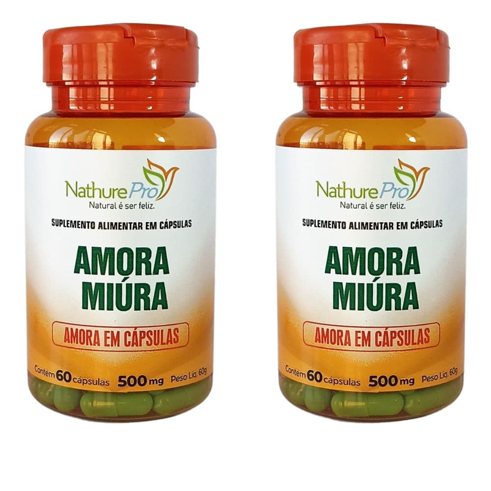 Kit 2 Suplemento Alimentar - Amora Miúra (Vitamina A + Vitamina E) 500mg 60 Cápsulas - Matéria prima importada!