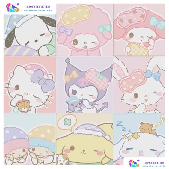 Conjunto De Pintura De Diamante 5D Redondo/Quadrado Personagem De Desenho Animado Fofo Faça Você Mesmo Broca Completa Co