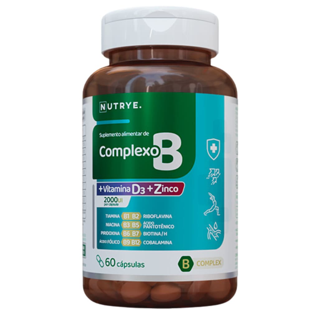 Vitaminas Complexo B ( B1 B2 B3 B5 B6 B7 B9 B12 ) + Zinco + Vitamina D3 - 60 Capsulas